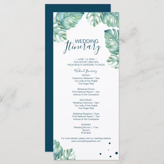 熱帯結婚旅行日程 (正面/裏面)