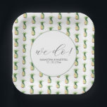 熱帯結婚紙プレートパイナップル ペーパープレート<br><div class="desc">これらの結婚紙プレートは、水色のパイナップルを正方形の形でユニーク特徴としている。「我々は」という言葉がトレンディーモダンタイポグラフィに現れる。テンプレート・フィールドを使用しカスタムて、あいさつ、名前、および日付を結婚追加する。目的地の結婚式、あなたのブライダルシャワー、またはパイナップルをテーマにしたパーティーのための熱帯の選択。少量またはバルク紙プレートの注文。この様なデザインを見るにはwww.zazzle.com/dotellablleをユニーク参照してください水の色のアートとデザインVictoria GrigaliunasのDo Tell A Belle.</div>