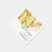 熱帯結婚金ゴールドパーソナライズされた スタンダードカクテルナプキン (角)