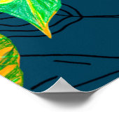 熱帯絞り染めブルーゴーアッシュ。トロピカルパターンG ポスター (角)