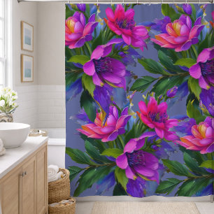 熱帯絵画の花が鮮やかな色 シャワーカーテン