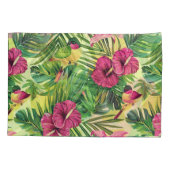 熱帯緑と夏の花模様 枕カバー (裏面)