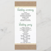 熱帯緑と金ゴールドの素朴な結婚式プログラム プログラム (裏面)