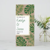 熱帯緑と金ゴールドの素朴な結婚式プログラム プログラム (スタンド正面)
