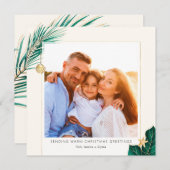 熱帯緑と金ゴールドの緑の写真 シーズンカード (正面/裏面)