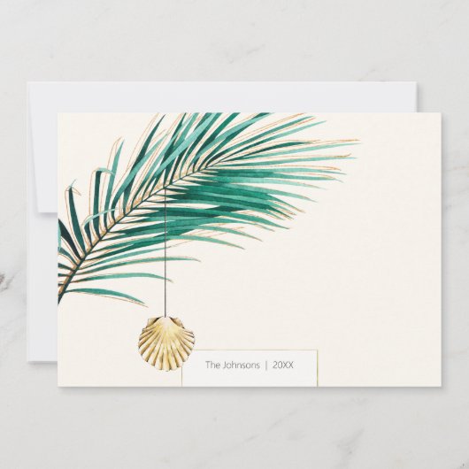熱帯緑と金ゴールドの緑の写真 シーズンカード (裏面)