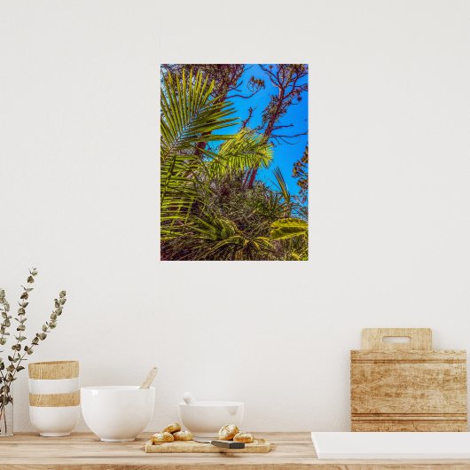熱帯緑と青空 ポスター (キッチン)