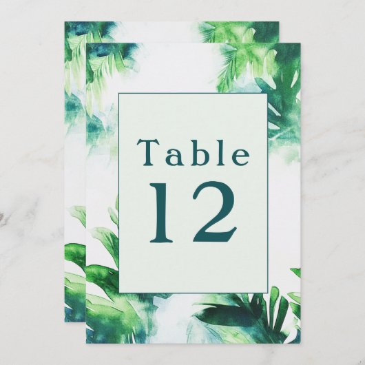 熱帯緑のおもしろい表の番号カード 招待状 (正面/裏面)