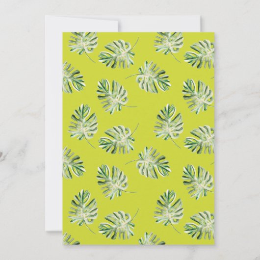 熱帯緑のオウムと葉パーティー退職 招待状 (裏面)