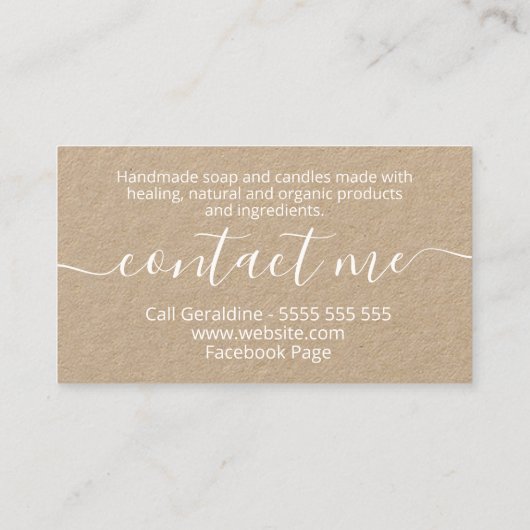 熱帯緑のクラフト手作り石鹸とろうそく 名刺 (裏面)