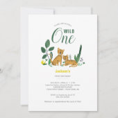 熱帯緑のジャングルボーイタイガーストライプの動物 招待状 (正面)