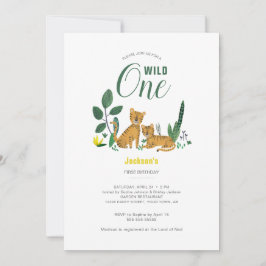 熱帯緑のジャングルボーイタイガーストライプの動物 招待状