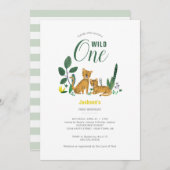 熱帯緑のジャングルボーイタイガーストライプの動物 招待状 (正面/裏面)