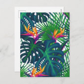 熱帯緑のジャングル葉のパラダイスト シーズンポストカード (正面/裏面)