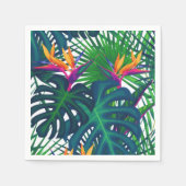 熱帯緑のジャングル葉のパラダイスト スタンダードカクテルナプキン (正面)