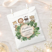 熱帯緑のジャングル野生動物の赤ちゃんシャワー フェイバーバッグ (クリップ留めされた状態)