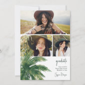 熱帯緑のスクリプトパーム3の写真の卒業 招待状 (裏面)