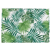 熱帯緑のスクリプト名ビーチ結婚式 ラージペーパーバッグ (裏面)