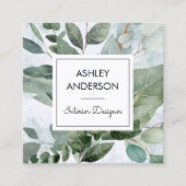 熱帯緑のセージのユーカリ離れス スクエア名刺 (正面)
