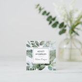 熱帯緑のセージのユーカリ離れス スクエア名刺 (スタンド正面)