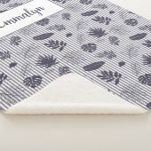 熱帯緑のパターンストライプモノグラム |紫 シェルパブランケット (3/4)