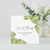 熱帯緑のパーム離れ結婚のサンキューカード サンキューカード (スタンド正面)