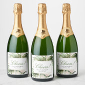 熱帯緑のフローラボトルラベル スパークリングワインラベル (ボトル)