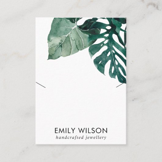 熱帯緑のモステラ動物のネックレスディスプレイ 名刺 (正面)