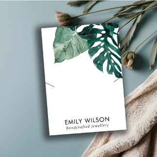 熱帯緑のモステラ動物のネックレスディスプレイ 名刺