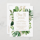 熱帯緑のモダン卒業 案内ポストカード (正面/裏面)