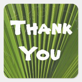 熱帯緑のヤシの葉の感謝 スクエアシール