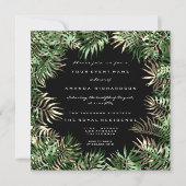 熱帯緑のヤシの葉ファーンウッドランドグリーン 招待状 (正面)