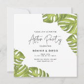 熱帯緑のヤシ結婚のパーティー後 招待状 (正面)