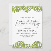 熱帯緑のヤシ結婚のパーティー後 招待状 (正面)