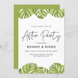 熱帯緑のヤシ結婚のパーティー後 招待状