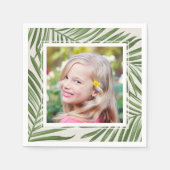 熱帯緑のヤシ葉の夏の写真 スタンダードカクテルナプキン (正面)