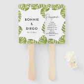 熱帯緑のヤシ葉の結婚式 ハンドファン (正面&裏面)