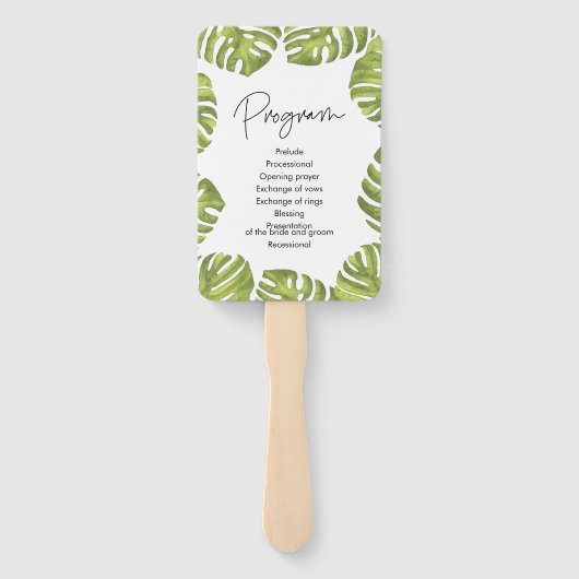 熱帯緑のヤシ葉の結婚式 ハンドファン (裏面)