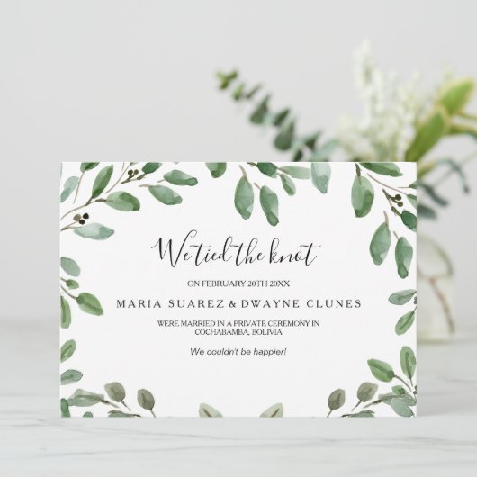 熱帯緑のユーカリの駆け落ち宣言 案内状 (スタンド正面)