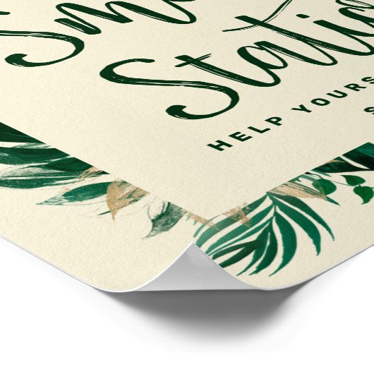 熱帯緑の丘の駅結婚の標識 ポスター (角)