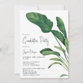 熱帯緑の台本の植物3枚の写真の卒業 招待状 (正面)