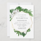 熱帯緑の幾何学的リハーサルディナー 招待状 (正面)