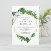 熱帯緑の幾何学的リハーサルディナー 招待状 (スタンド正面)