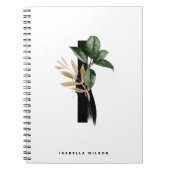 熱帯緑の文字Iモノグラムパーソナライズされた ノートブック (正面)