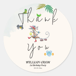 熱帯緑の森の動物ありがとう ラウンドシール