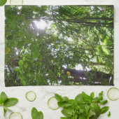 熱帯緑の熱帯雨林の天蓋を通る日光 キッチンタオル (折り畳み)