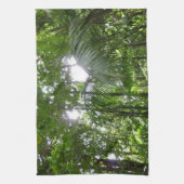 熱帯緑の熱帯雨林の天蓋を通る日光 キッチンタオル (縦)