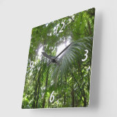 熱帯緑の熱帯雨林の天蓋を通る日光 スクエア壁時計 (傾斜)