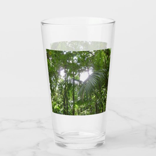 熱帯緑の熱帯雨林の天蓋を通る日光 タンブラーグラス (裏面)