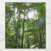 熱帯緑の熱帯雨林の天蓋を通る日光 ワインラベル (シングルラベル)